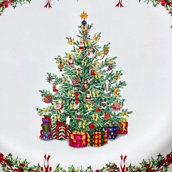 Christopher Radko Holiday Celebrations Oval Christmas Platter Metal 16" x 12" - Picture 2 of 8